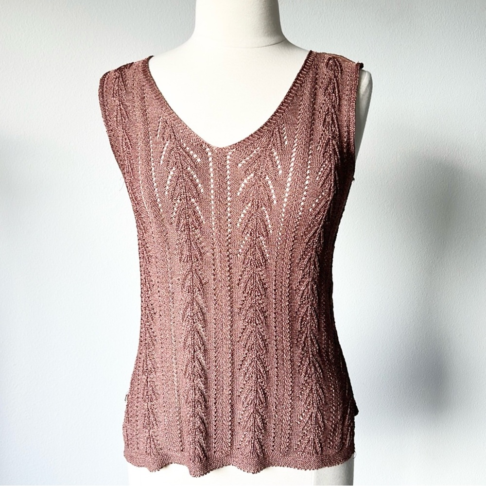 Knit Sleeveless V Neck Sweater - Picture 1 of 14